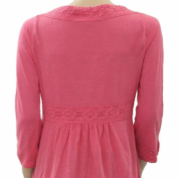 Odd Molly Anthropologie Step Over Blouse Top Floral Lace Pink - Picture 5 of 5